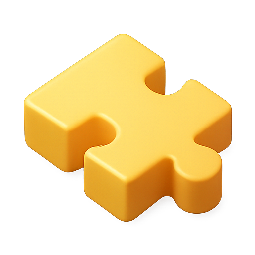Puzzle, 3d, yellow icon