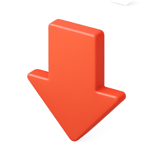 3d, downward, red icon
