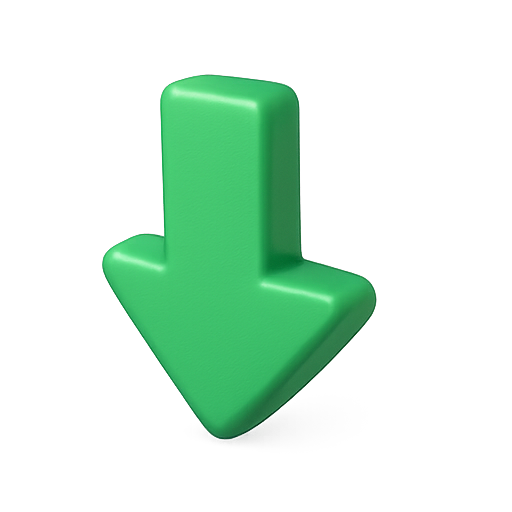 Downward, green, 3d icon