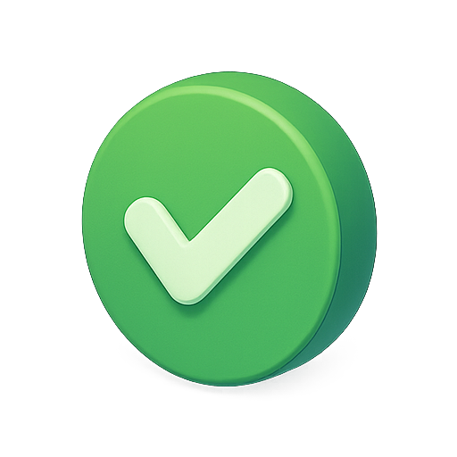 Checkmark, green, round icon