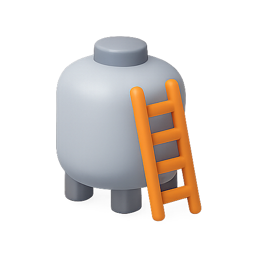 Tank, ladder, orange icon