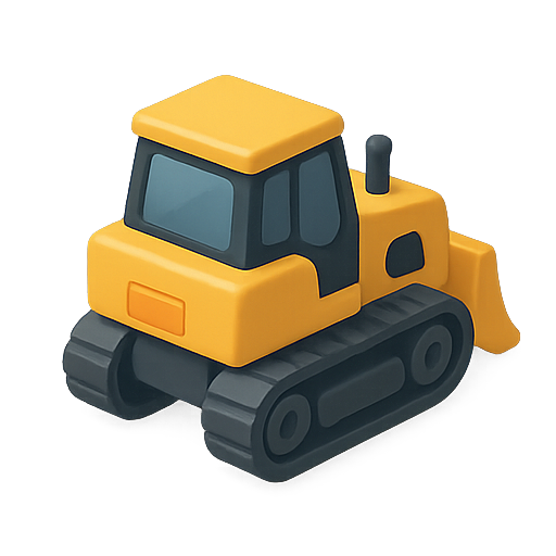 Bulldozer, construction, heavy machinery icon