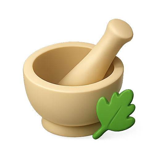 Mortar, pestle, herb icon