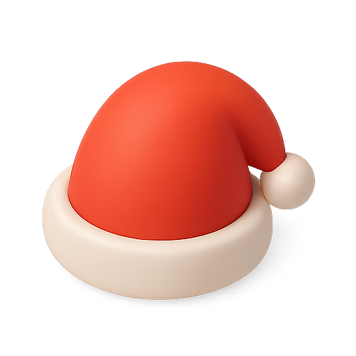 Santa hat, 3d model, christmas icon