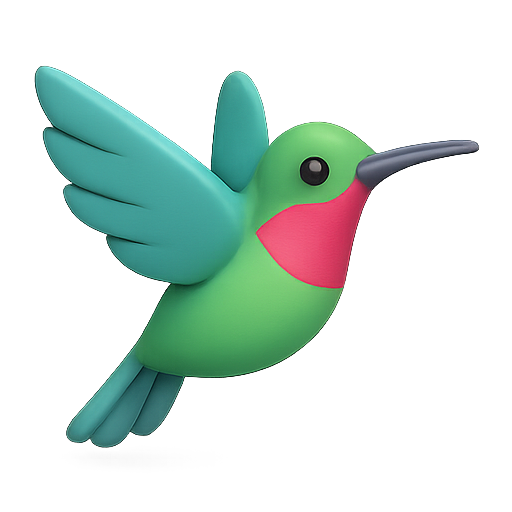 Hummingbird, 3d model, colorful icon