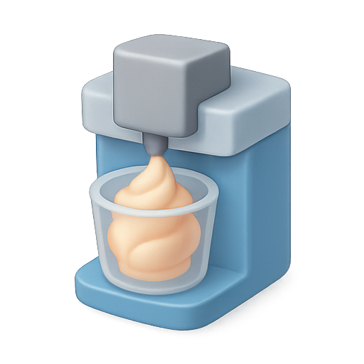 Soft serve, dessert maker, kitchen appliance icon