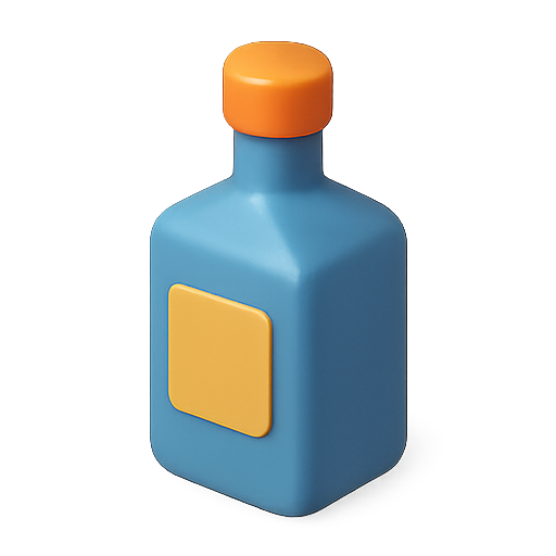 Bottle, 3d, blue icon