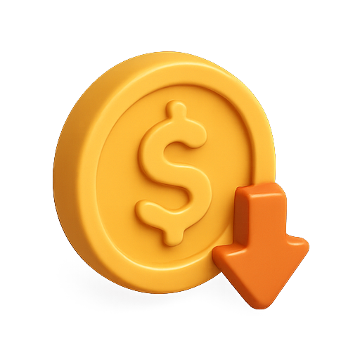 Dollar, coin, decline icon