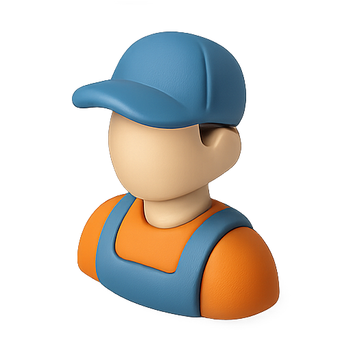 Worker, construction, 3D model icon