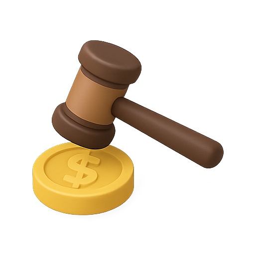Gavel, money, finance icon
