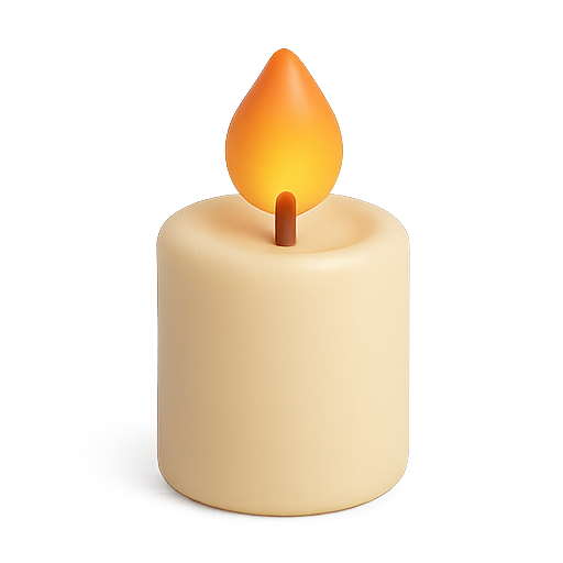 Candle, flame, decorative icon