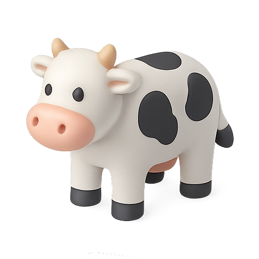 Cow, 3d model, cartoon animal icon