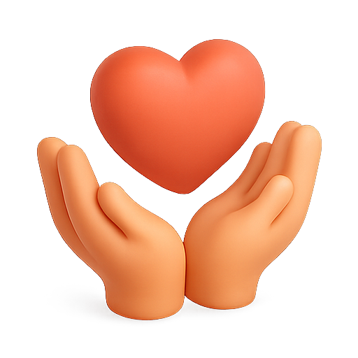 Hands, heart, support icon