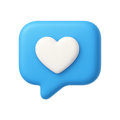 Message, heart, blue icon