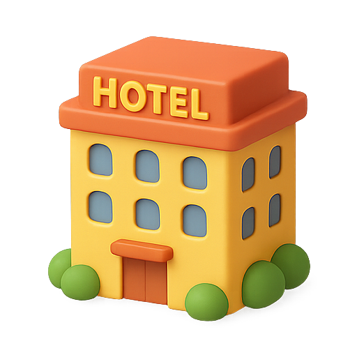 Hotel, building, 3d model icon