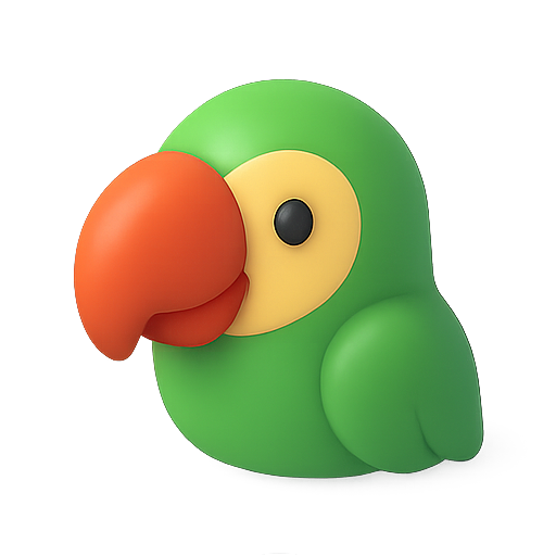Parrot, 3d, green icon