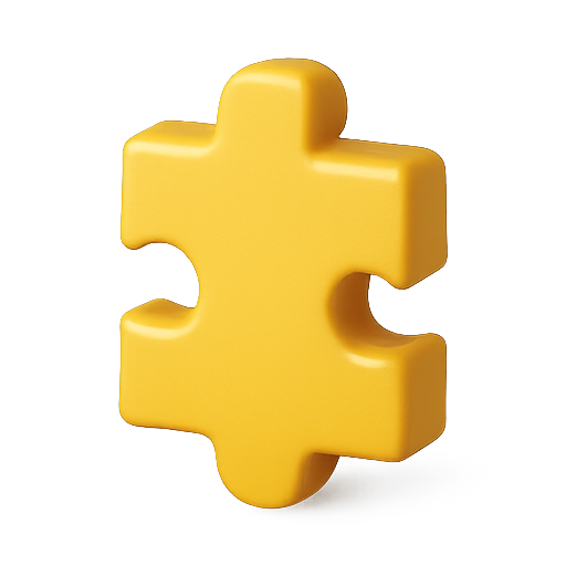 Puzzle, 3d model, yellow icon