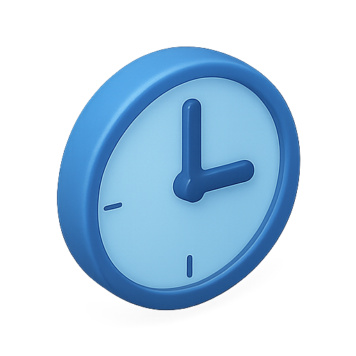 Clock, time, blue icon