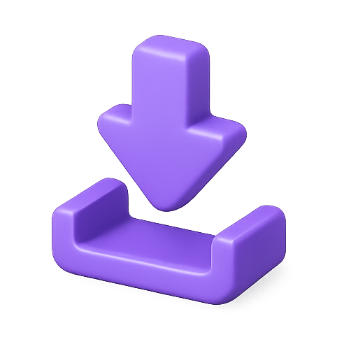 Download, purple, 3d icon