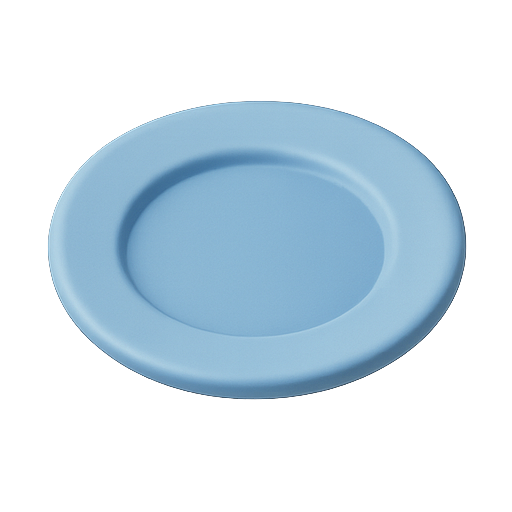 Plate, 3d, blue icon