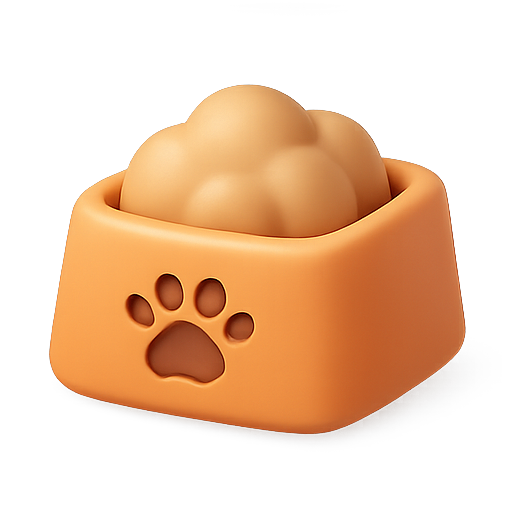 Pet food, bowl, paw print icon