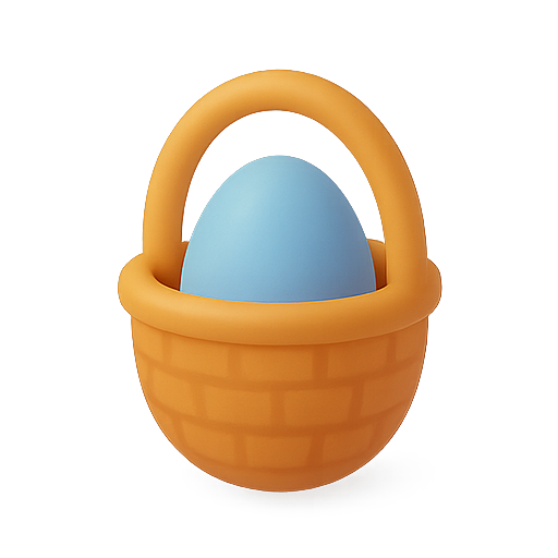 Basket, egg, 3d icon