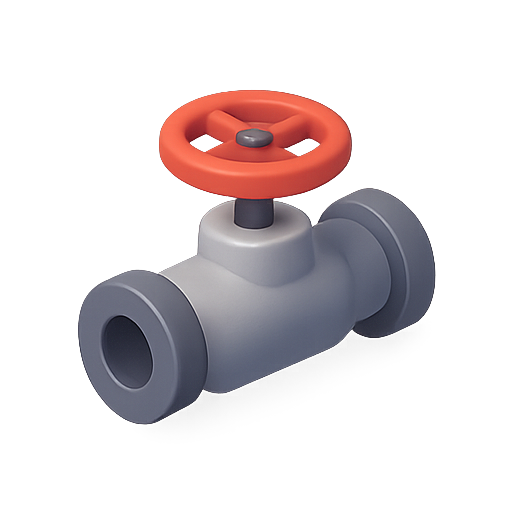 Valve, 3d, plumbing icon