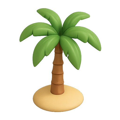 Palm tree, 3d, beach icon