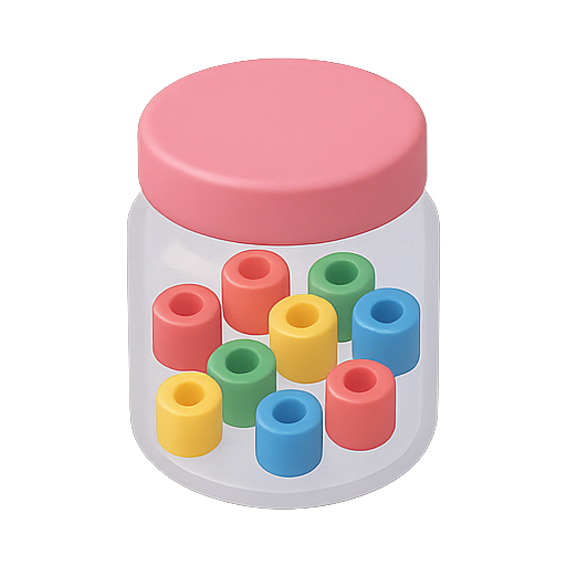 Jar, beads, plastic icon