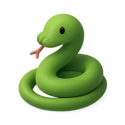 Snake, cartoon, green icon