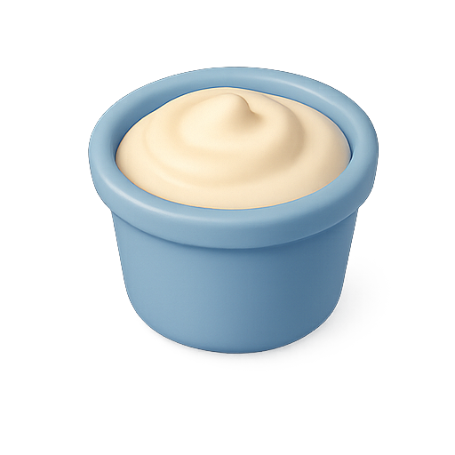 Cream, container, blue icon