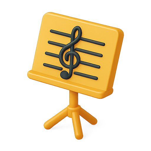 Music, sheet music, music stand icon