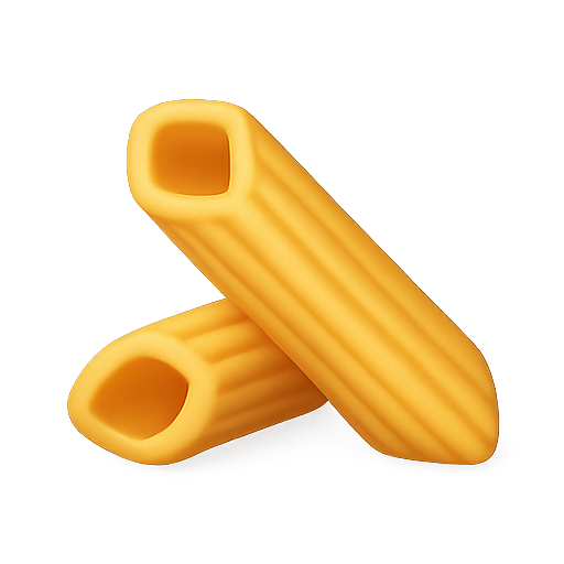Pasta, rigatoni, 3d icon