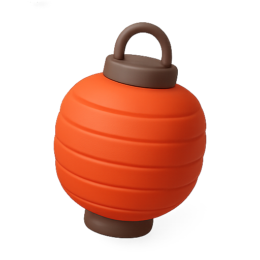 Lantern, 3d, orange icon