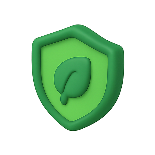 Shield, leaf, green icon