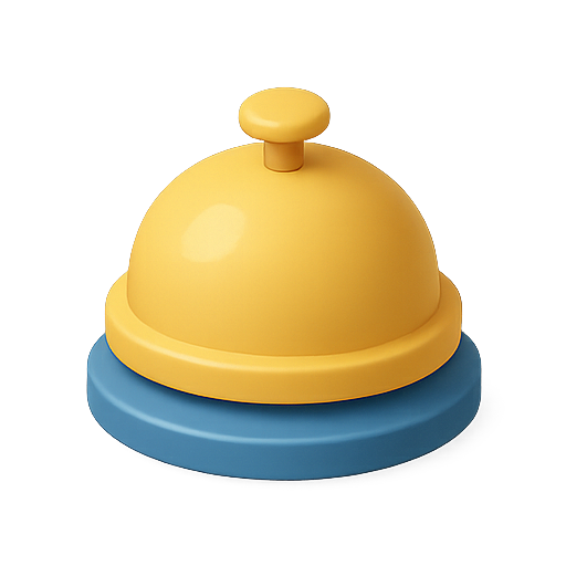 Bell, 3d, yellow icon