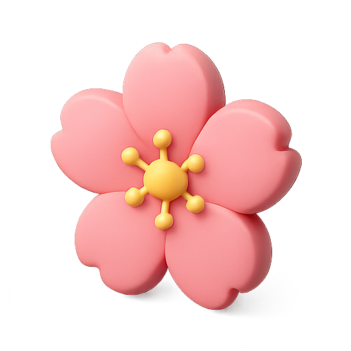 Flower, pink, 3d icon
