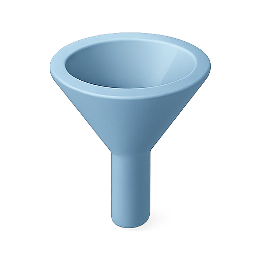 Funnel, container, blue icon