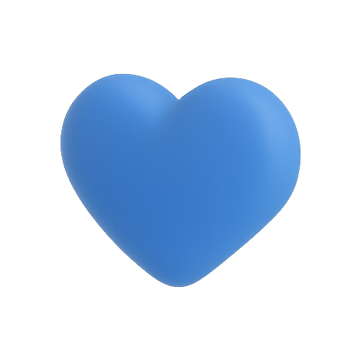 Heart, 3d, blue icon