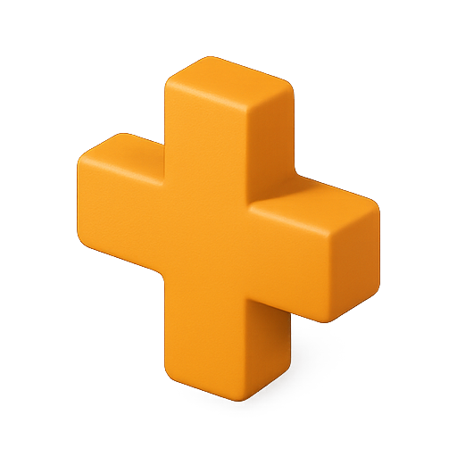 3d, orange, plus icon
