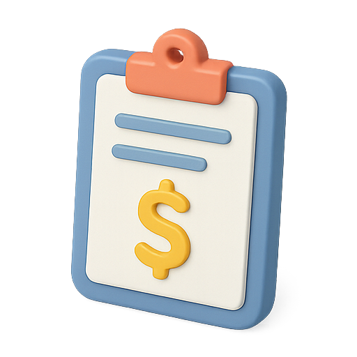 Clipboard, dollar sign, financial icon