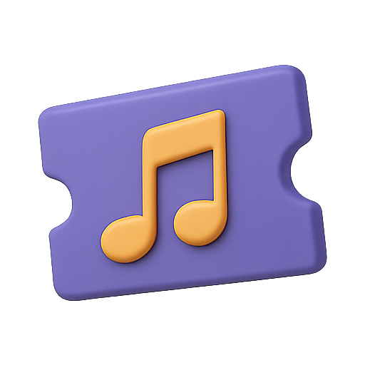 Music, ticket, purple icon