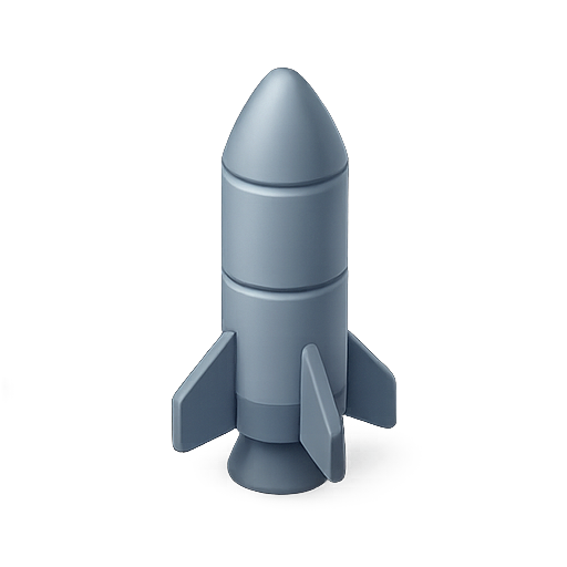 Rocket, 3d, model icon