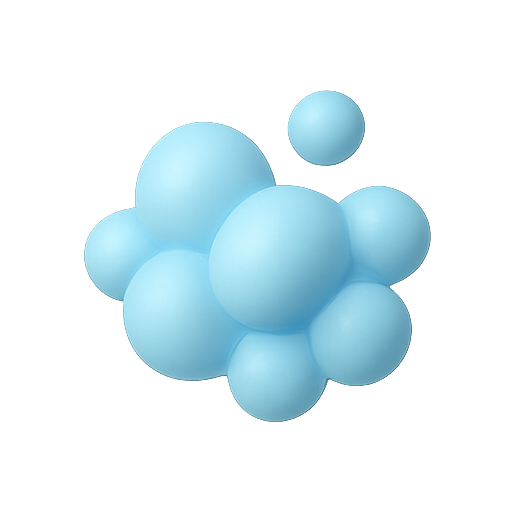 3d, bubbles, blue icon