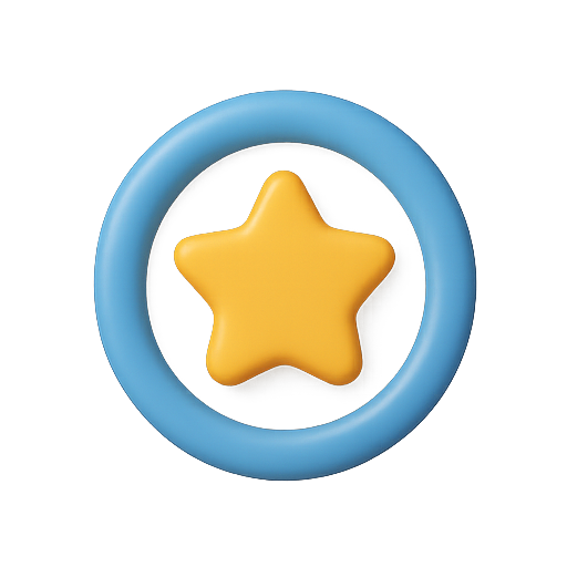 Star, 3d, blue icon