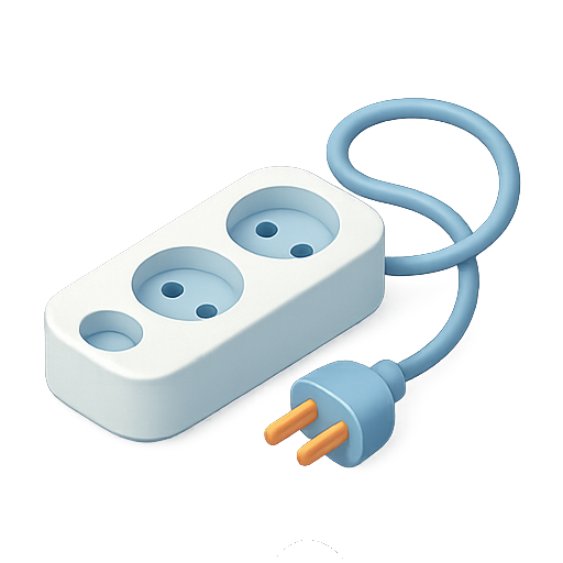 Power strip, electrical outlet, plug icon