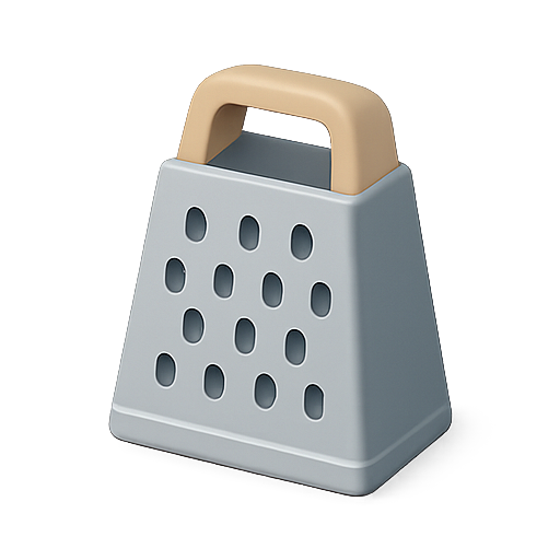Grater, kitchen utensil, 3d model icon