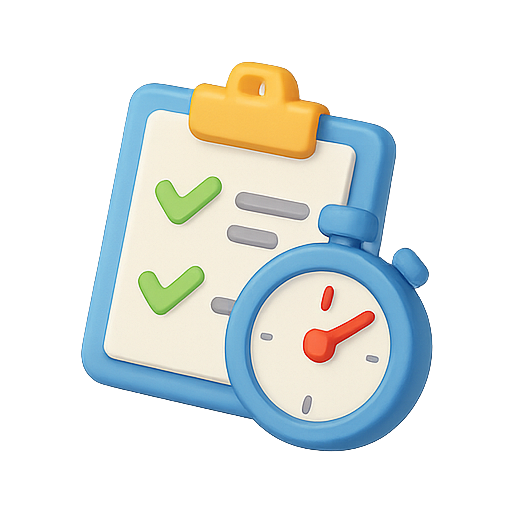 Checklist, timer, task management icon