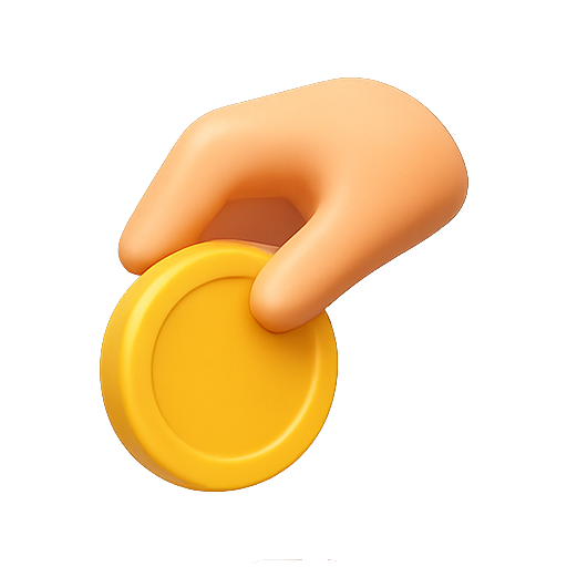 Hand, coin, yellow icon