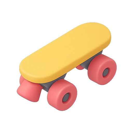Skateboard, 3d model, transport icon